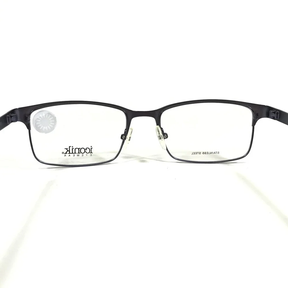 Iconik Eyeglasses Frames Miles C01 Black Gray Rectangular Full Rim 53-19-140